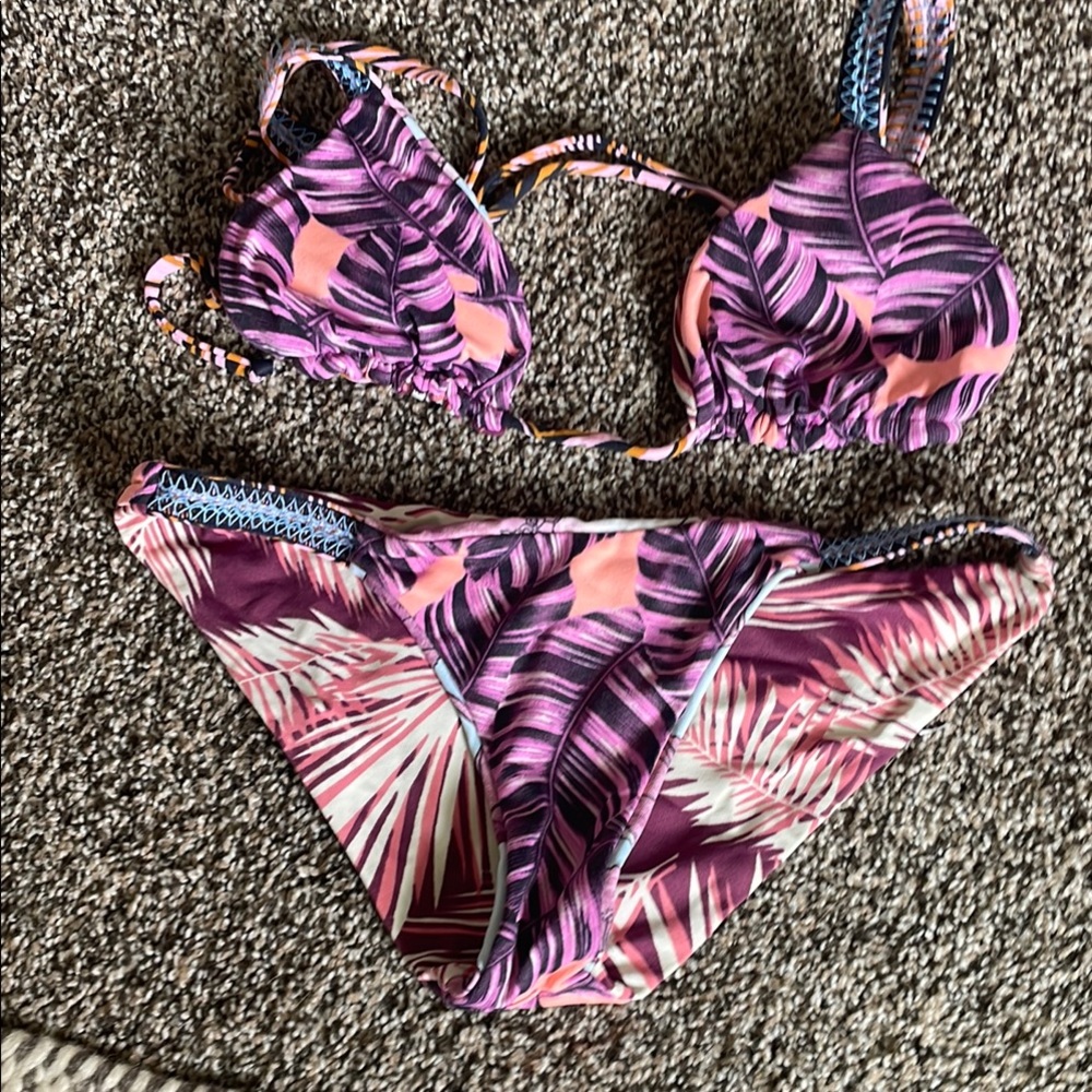 Tropical Purple and Pink Bikini Set